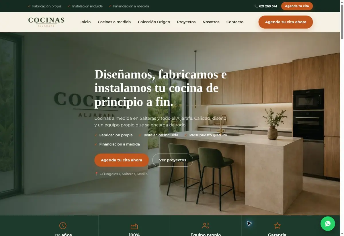 Web de Cocinas Aljarafe, diseño web para cocinas a medida en Sevilla