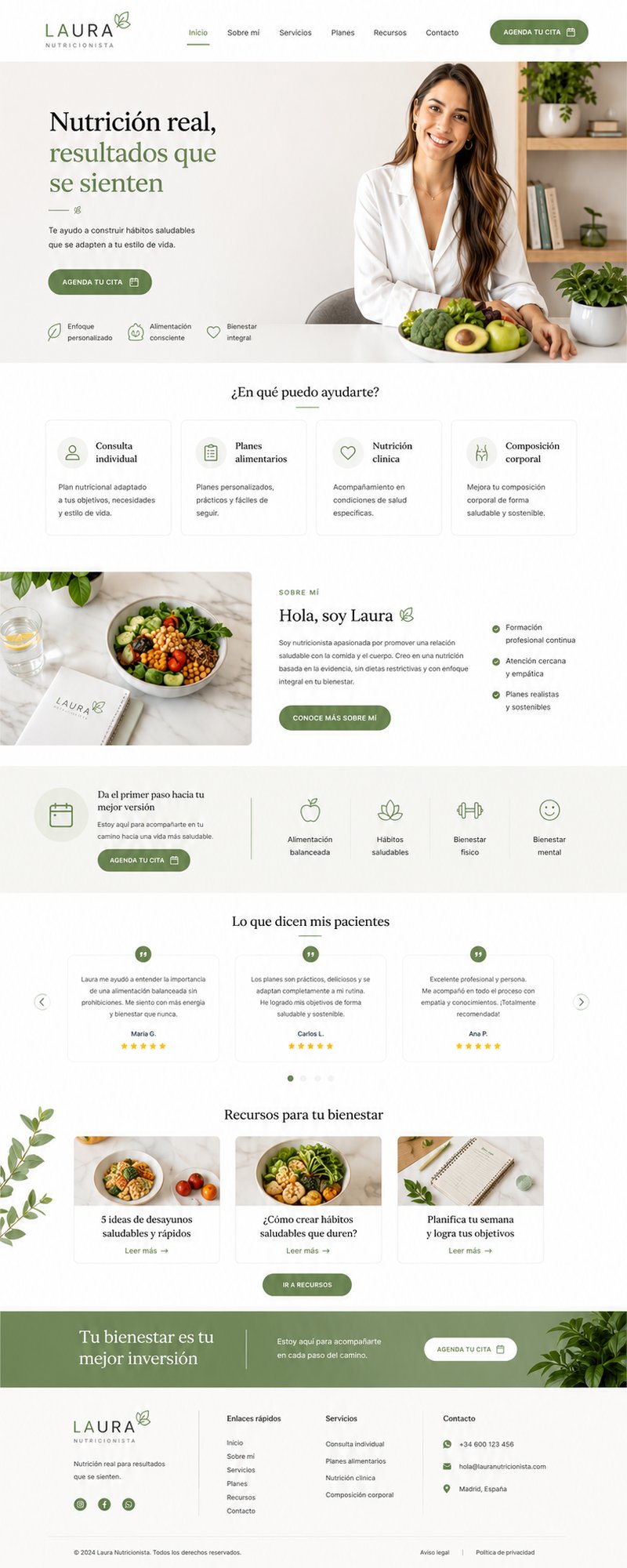 Ejemplo web profesional de salud - Laura Nutricionista